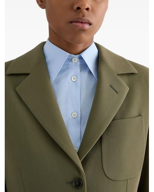 Jil Sander Green Single-Breasted Wool Blazer