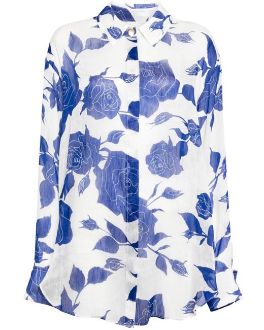 Aje. Blue Belonging Floral-print Shirt