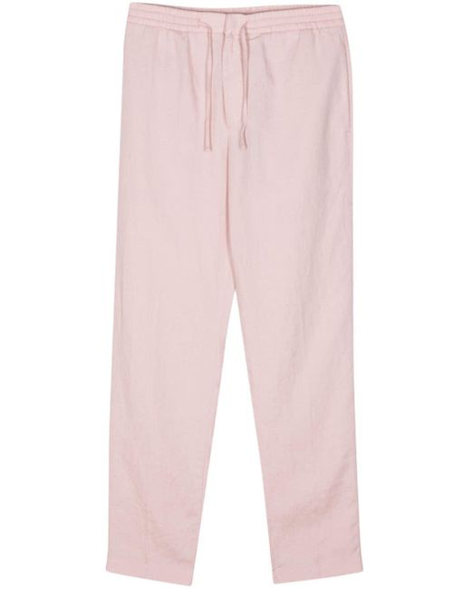 Canali Pink Linen Tapered Trousers for men