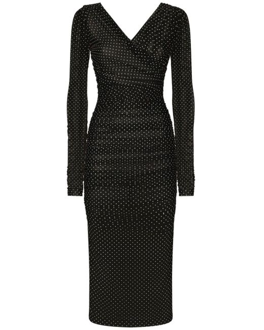 Robe mi-longue en tulle à pois Dolce & Gabbana en coloris Black