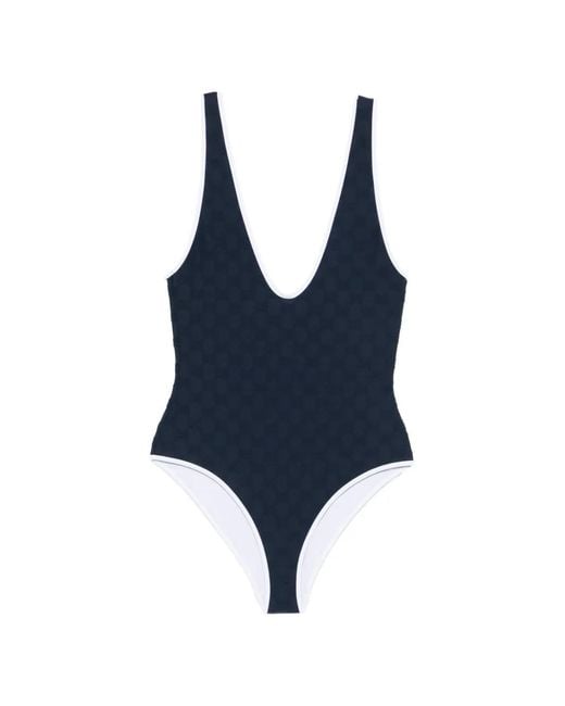 Gucci Blue Monogram-Pattern Swimsuit