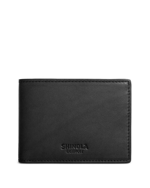 Shinola Black Slim Bifold Wallet for men
