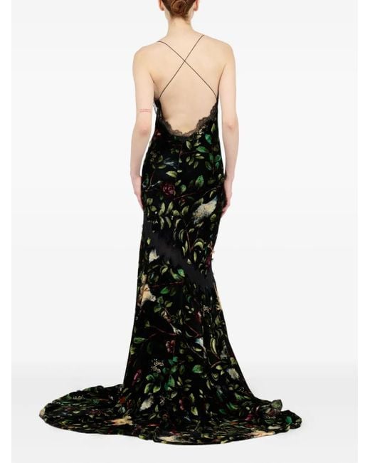 Vestido de fiesta con estampado floral Roberto Cavalli de color Black