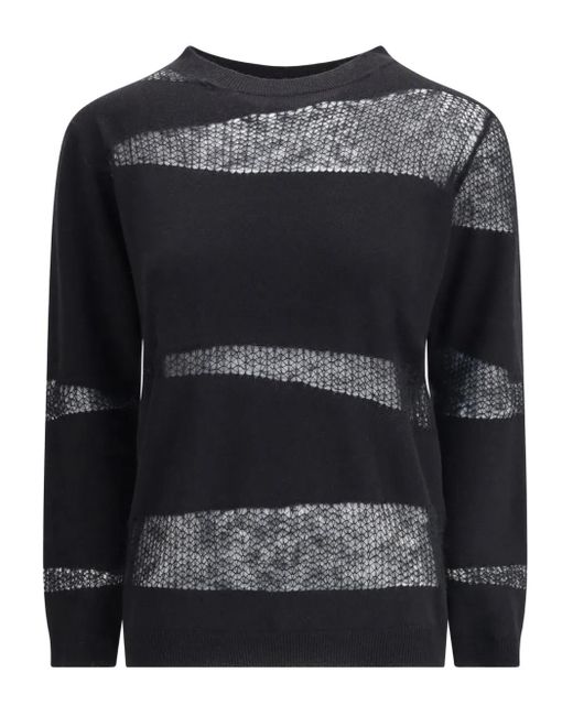 Fabiana Filippi Black Mesh-Inserts Sweater