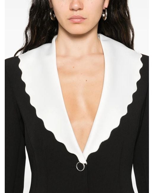 Nissa Black Contrasting-Trim Blazer