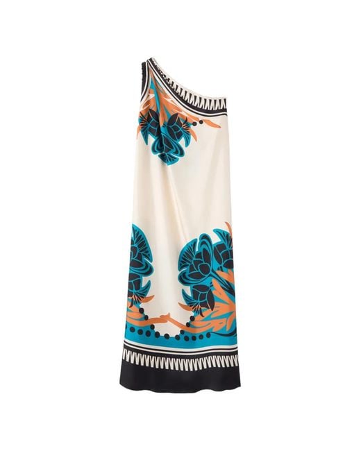LaDoubleJ Blue Roy Floral One-Shoulder Maxi Dress