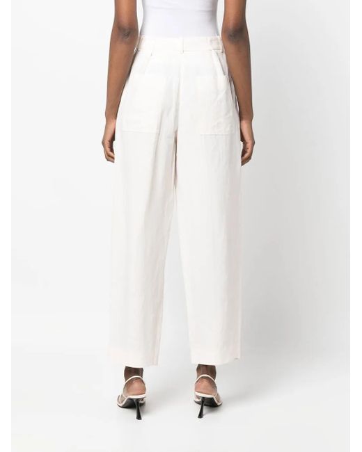 Fabiana Filippi White High-Waisted Linen-Silk Blend Trousers