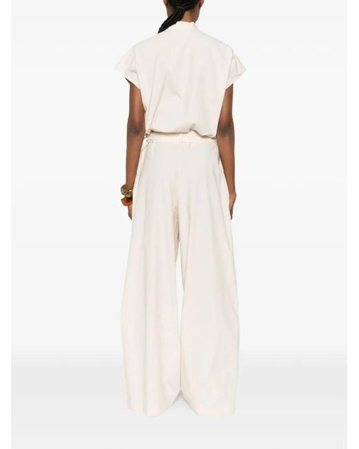 Roberto Collina White Belted Button-Up Jumpsuit