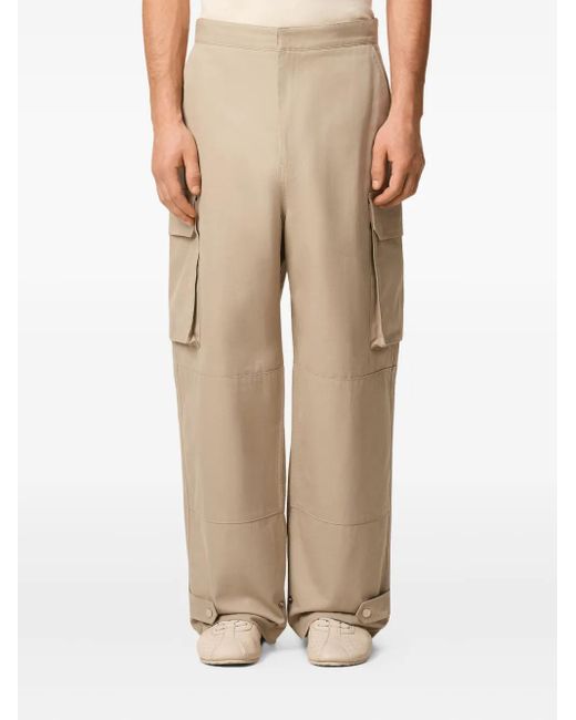 AMI Katoenen Gabardine Cargo Broek in het Natural voor heren