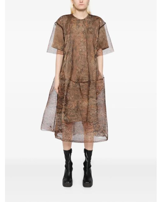 JNBY Brown A-Line Short-Sleeves Dress