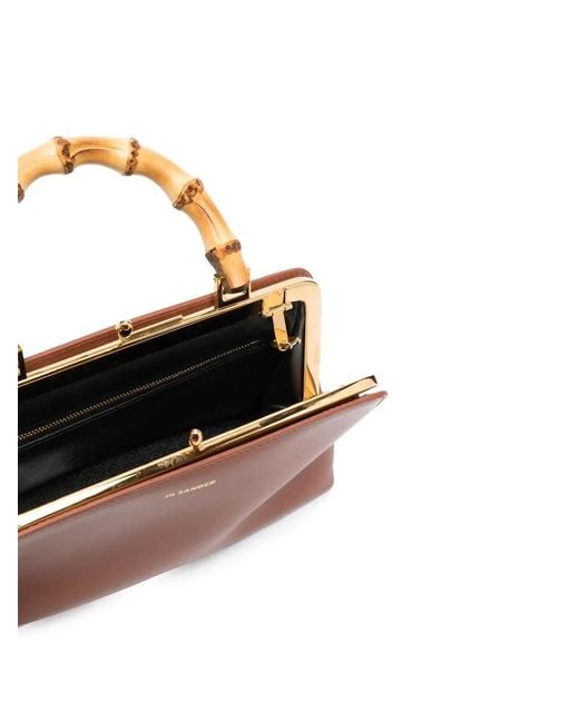 Jil Sander Brown Goji Square Bamboo Mini Bag