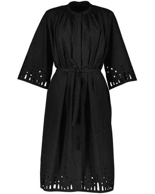 Yves Salomon Black Poplin Midi Dress