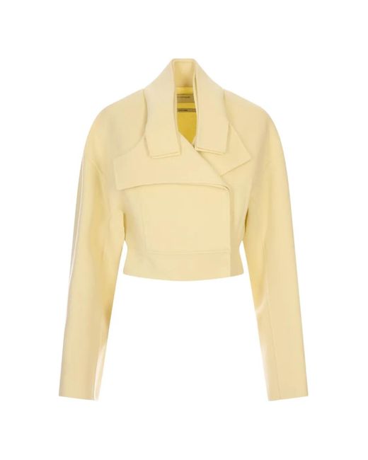 Sportmax Yellow Wool Cropped Jacket