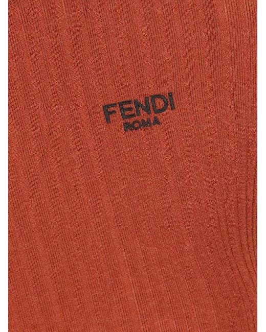 Fendi Orange Logo Crewneck Top