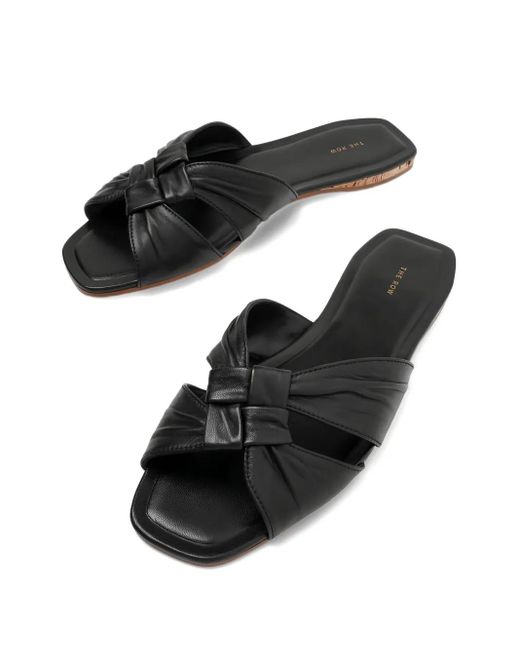 The Row Black Knot-Detail Leather Sandals