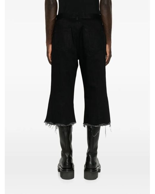 Rick Owens Black Bolan Cutoffs Raw-Cut Denim Shorts for men