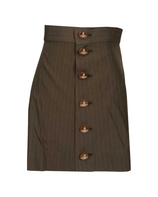 Vivienne Westwood Brown Elle Button Pinstripe Shorts