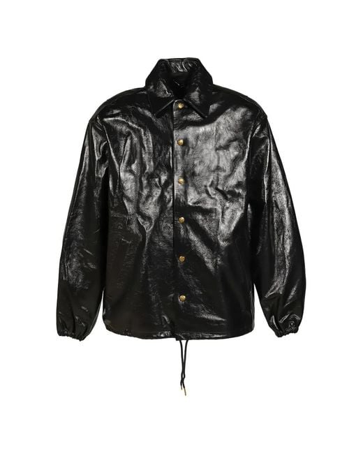 Willy Chavarria Black Coach Leather Jacket for men