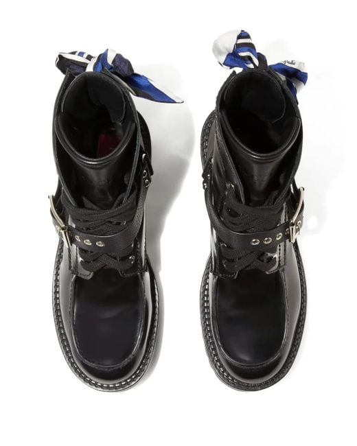 Emilio Pucci Black Marmo-Print Leather Boots