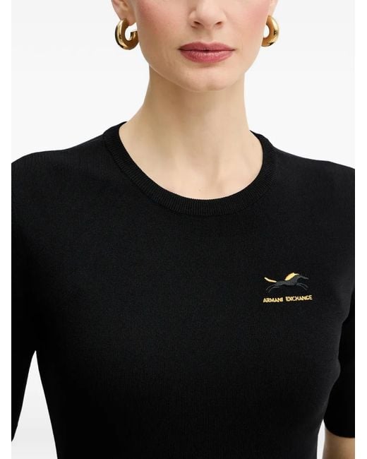 ARMANI EXCHANGE Black Ruffled Short-Sleeve Mini Dress