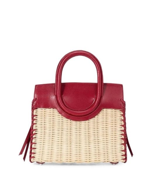 Staud Red Cabas Maude Mini En Osier