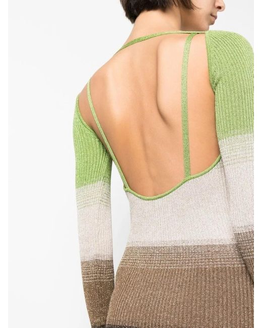 Robe Courte En Maille À Rayures Gcds en coloris Green