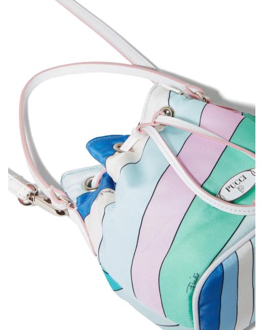 Emilio Pucci Blue Yummy Striped Bucket Bag