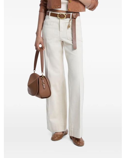 MICHAEL Michael Kors White Violette Logo-Plaque Jeans