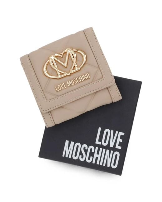Love Moschino Natural Logo-Plaque Quilted Wallet