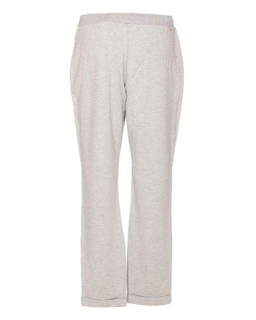 Liu Jo Gray Pearl-Embellished Drawstring Track Pants