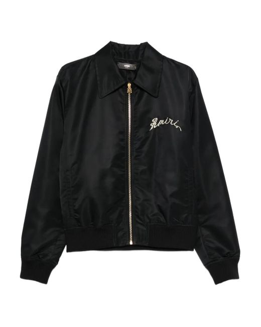 Amiri Black Embroidered Bomber Jacket for men