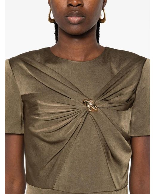 Roland Mouret Green Knot-Detail Midi Dress