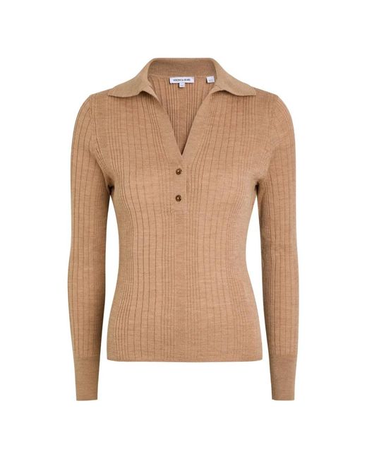Veronica Beard Natural Polo À Design Côtelé