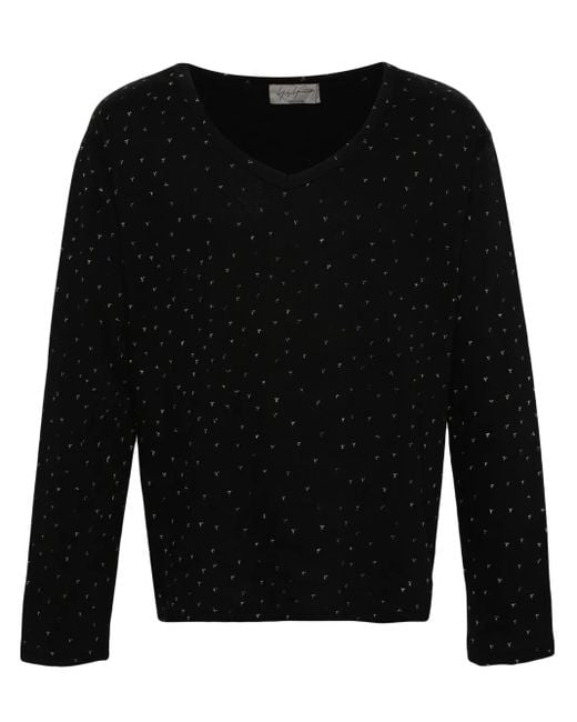 Yohji Yamamoto Black Logo-Print Long-Sleeve T-Shirt for men