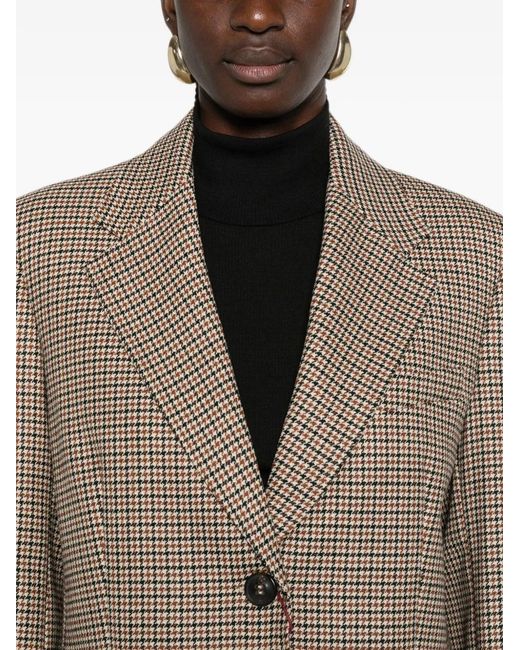 Max Mara Brown Houndstooth Single-Breasted Blazer