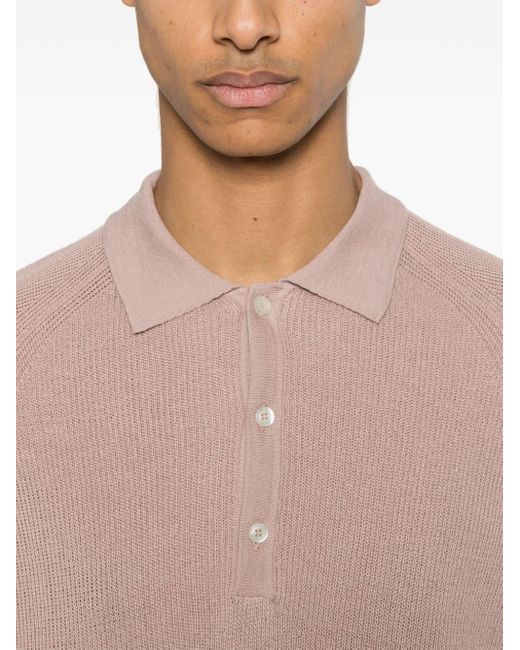 Laneus Pink Knitted Polo Shirt for men