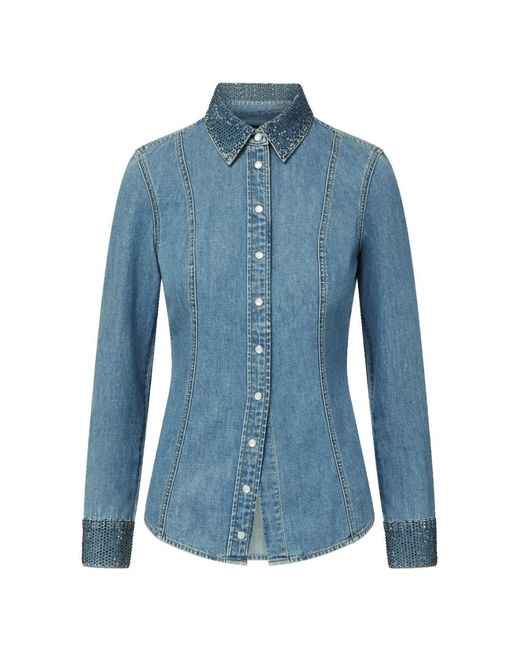 Veronica Beard Blue Eddie Rhinestones Shirt