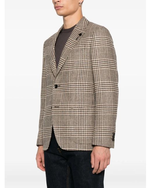 Lardini Brown Checked Wool Jacket for men