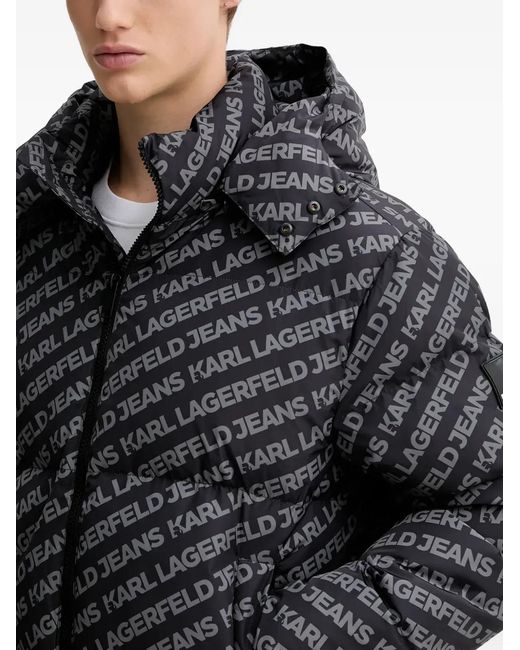 Karl Lagerfeld Gray Logo-Padded Jacket for men