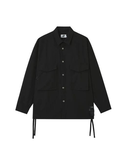 Izzue Black Tie-Details Patch-Pocket Jacket for men