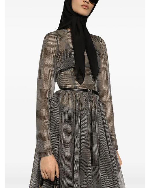 Dolce & Gabbana Gray Check Pattern Dress