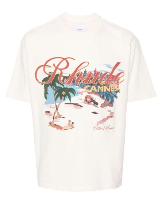 Camiseta Cannes Beach Rhude de hombre de color White