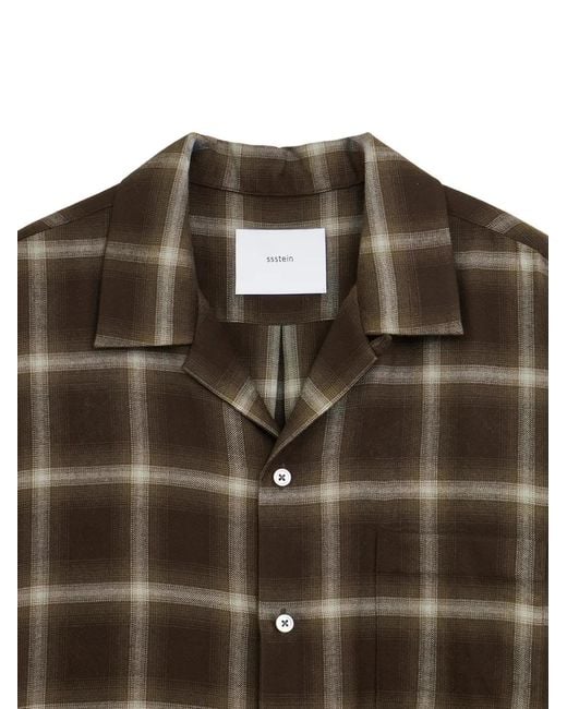 Ssstein Brown Check-Pattern Shirt for men