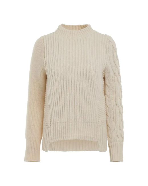 Sacai White Cable-Knit Ribbed Sweater