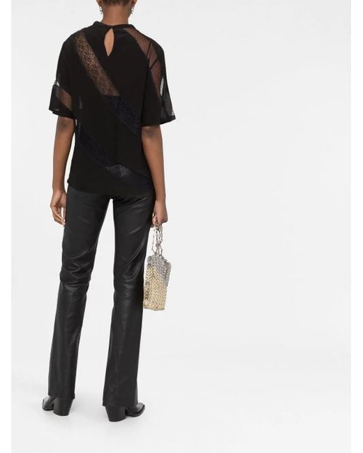 Elie Saab Black Lace-Panelled T-Shirt