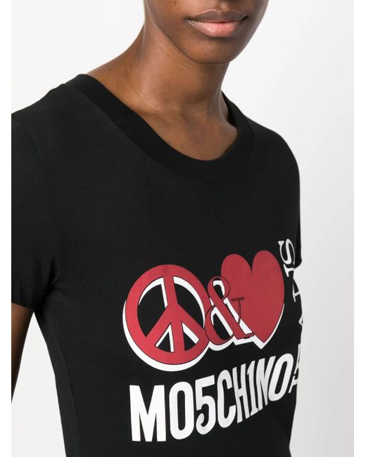 Moschino Black Graphic Logo-Print T-Shirt