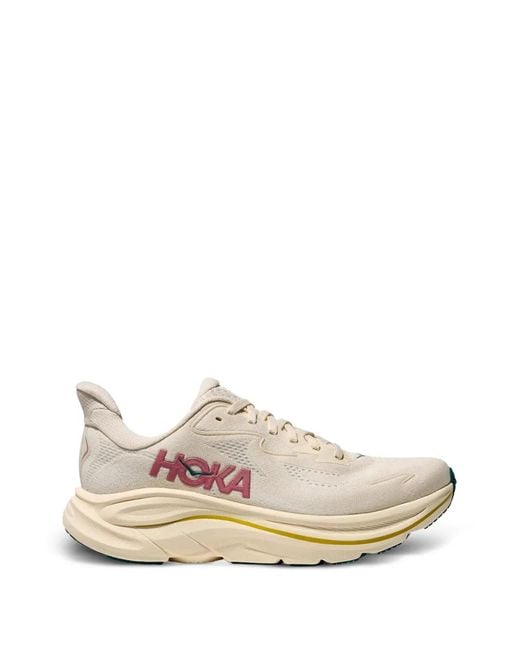 Hoka One One White Clifton 10 Logo-Detail Sneakers