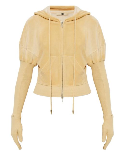 KNWLS White Paris Zip-Fastening Velvet Hoodie