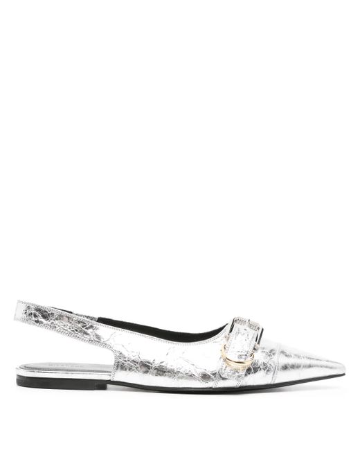 Givenchy Metallic Voyou Silver Slingback Flats