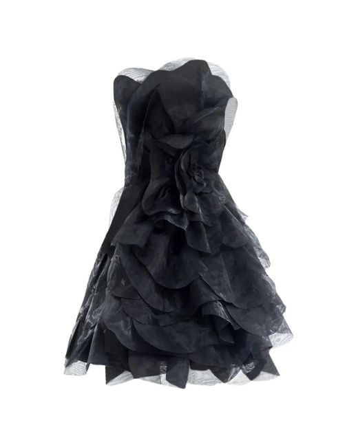 Gemy Maalouf Blue Strapless Ruffled Mini Dress